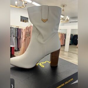 Lulu's Cream Heeled Boots